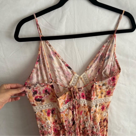 Favorite Daughter The Blackberry Pink Orange Floral Plunge Neckline Dress XL NEW - Picture 11 of 15